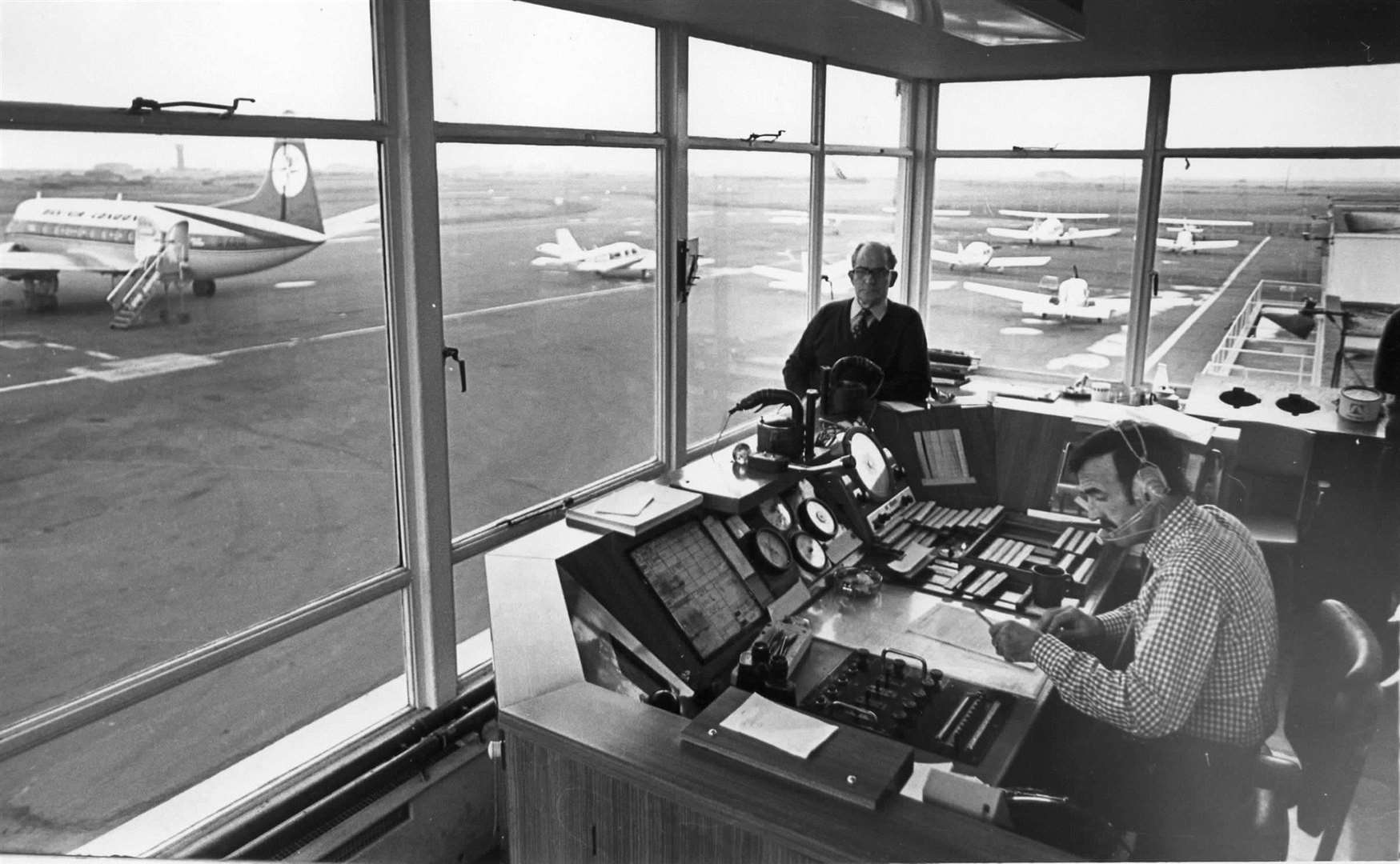 The air traffic control tower at Lydd in 1982