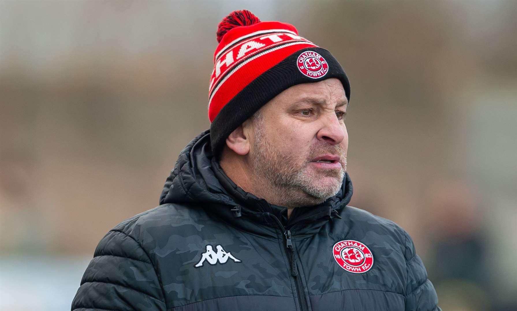 Chatham manager Kevin Hake watches on at Homelands. Picture: Ian Scammell