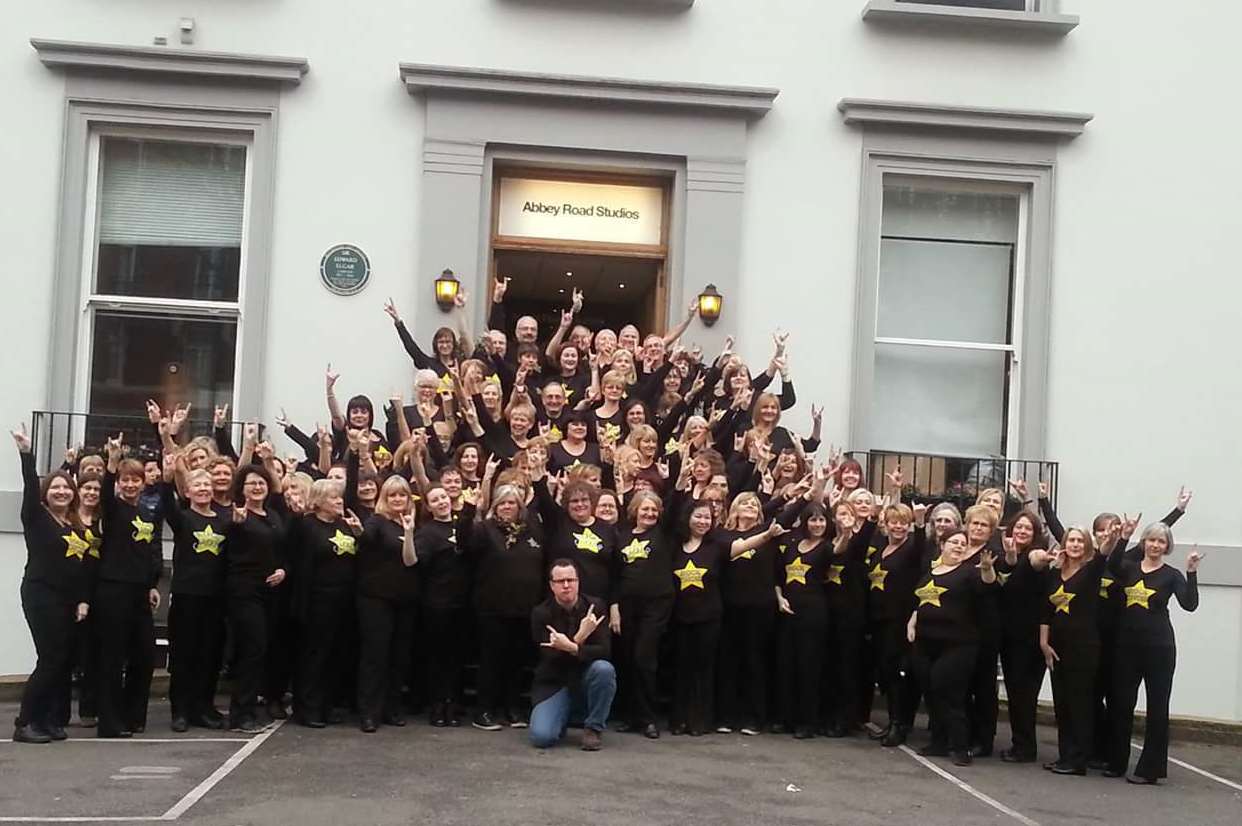 Maidstone Rock Choir when they visited the Abbey Road Studios