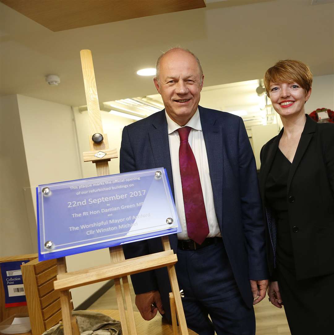 From Left: Damian Green MP, head teacher Susanne Staab and former Mayor of Ashford, Cllr Winston Michael, officially opened renovated school buildings last year.