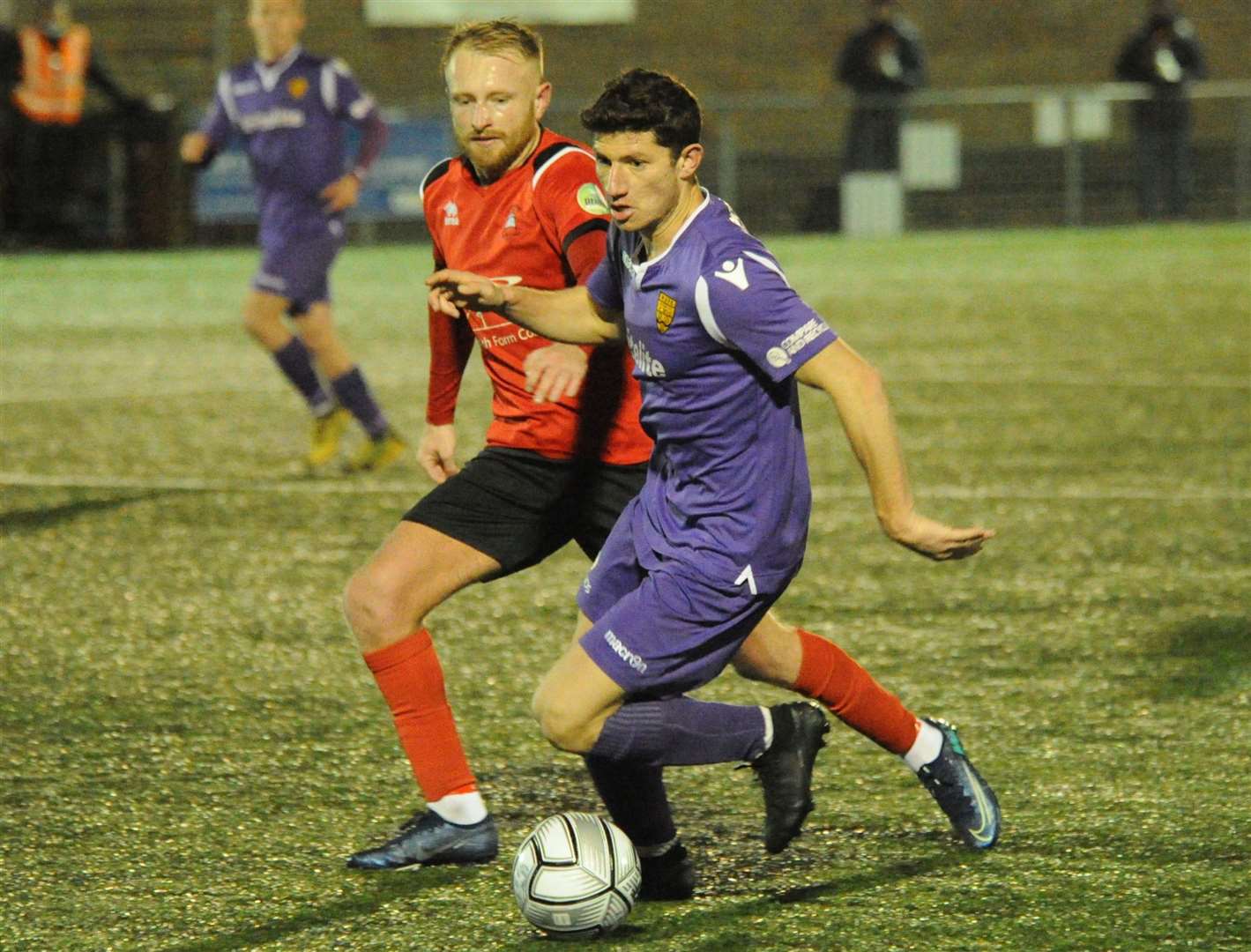 Maidstone midfielder Zihni Temelci on the ball at Eastbourne. Picture: Steve Terrell