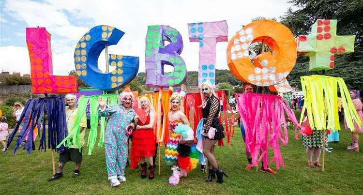 Drag queens Poppy Love, Cheryl Shots, Miss Lilli Berlin and Miss Di Vour at Dover Pride 2022. Photo: David Goodson Photography