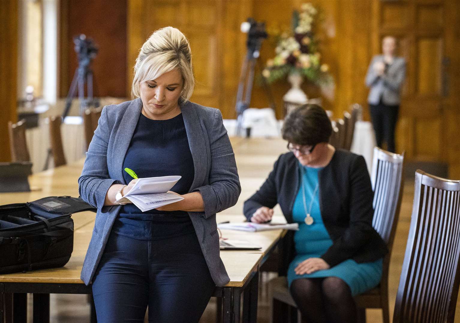 Deputy First Minister Michelle O’Neill and First Minister Arlene Foster will write to the Assembly Speaker to the request the move (Liam McBurney/PA)