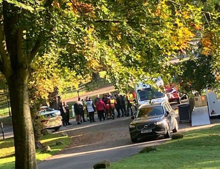 Emergency response at Leeds Castle near Maidstone with search and rescue specialists, dogs and drones in attendance