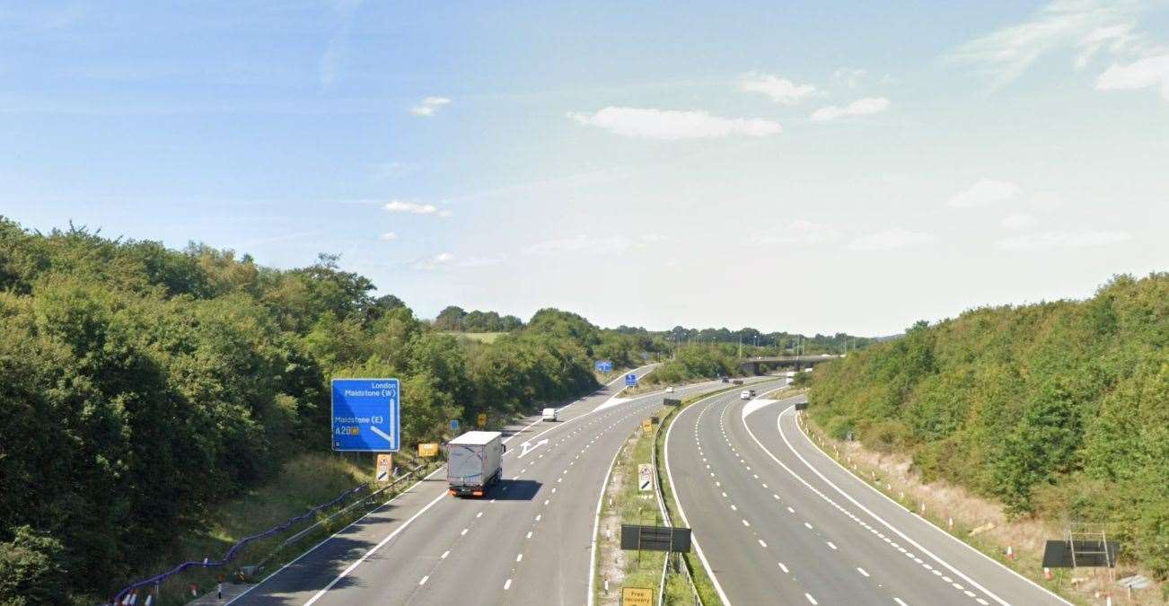 A suspect has been arrested after his car came to a stop in the fast lane of the M20 near Maidstone