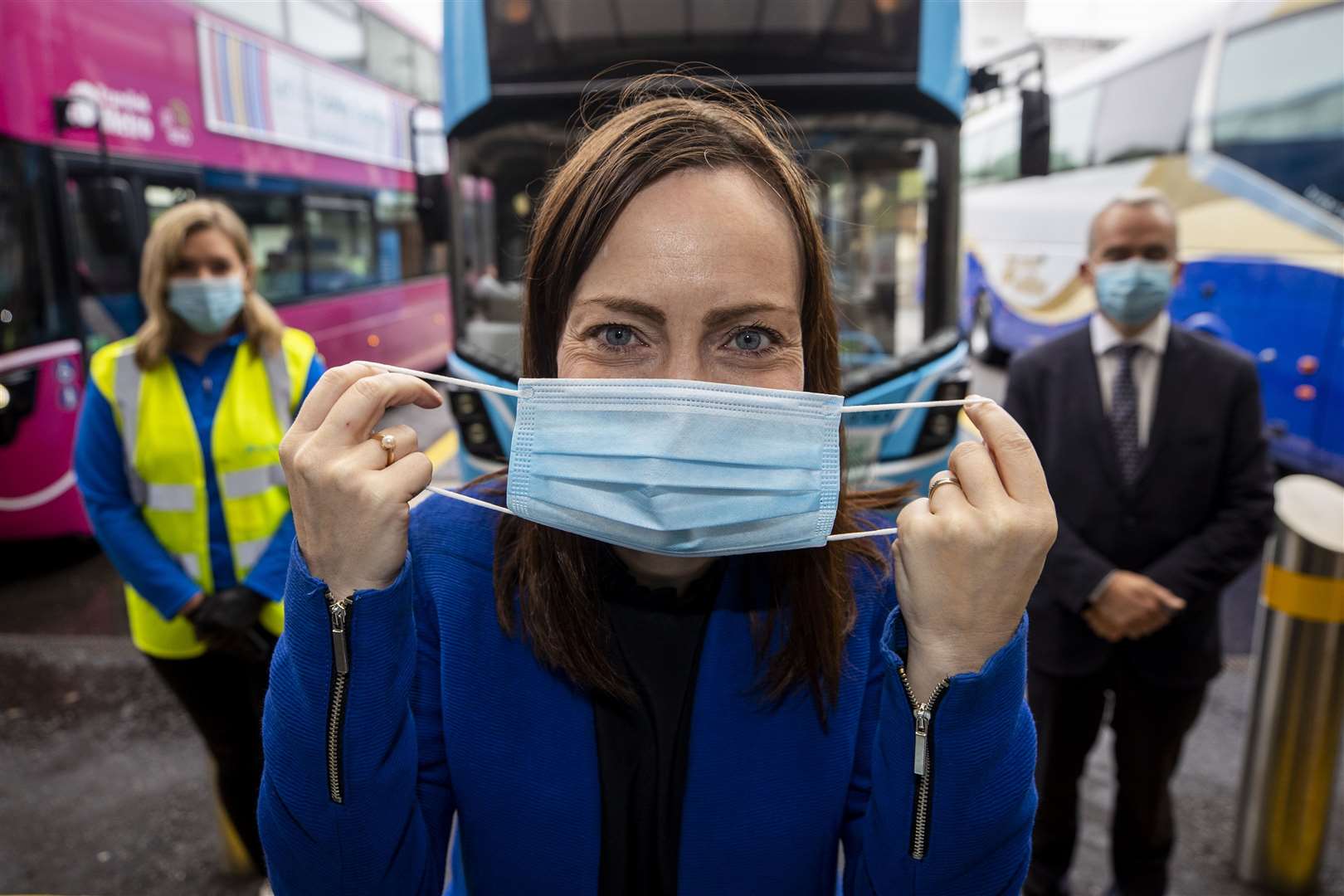 Infrastructure minister Nichola Mallon wearing a face covering (Liam McBurney/PA)