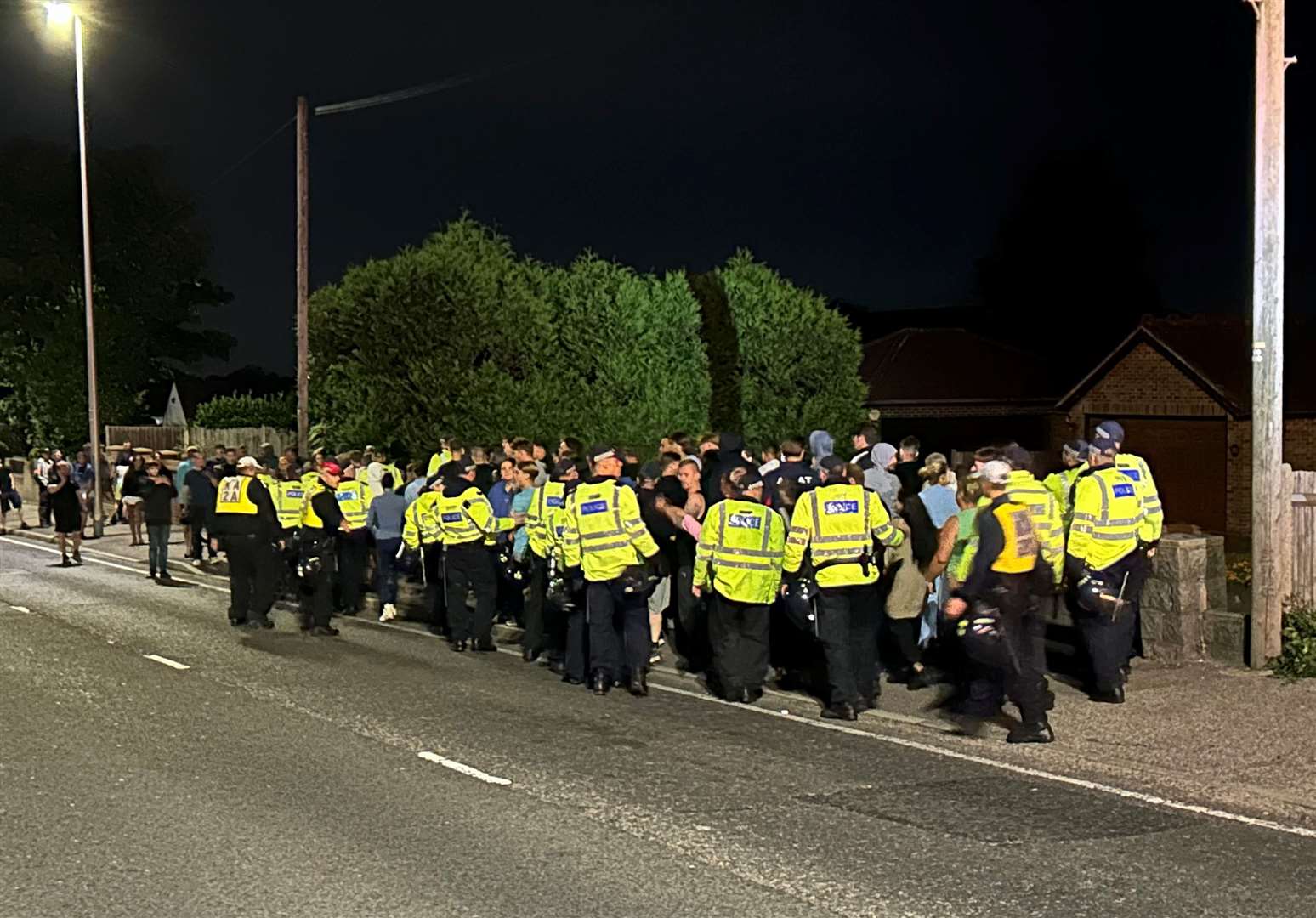 Police officers started to disperse those who have gathered in Chatham at around 10.20pm