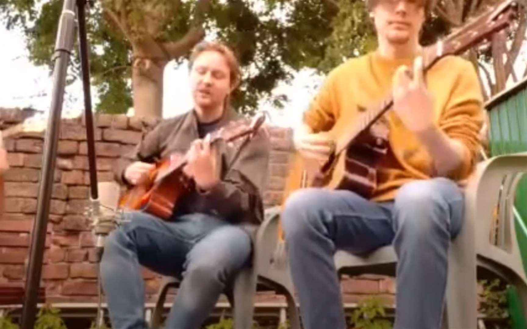 Michael Callaghan (left), pictured before the attacks performing with The Vedetts (Family/PA)