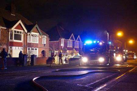 Fire crews at the scene of the electricity cable fire in Shorncliffe Road, Folkestone