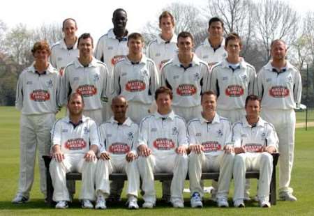 BACK ROW (left to right): James Tredwell, Robbie Jospeph, Neil Dexter, Yasir Arafat. MIDDLE ROW (left to right): Sam Northeast, Martin van Jaarsveld, Simon Cook, Ryan McLaren, Joe Denly, Darren Stevens. FRONT ROW (left to right): Matthew Walker, Min Patel, Rob Key (capt), Martin Saggers, Geraint Jones. (not pictured: Andrew Hall, Amjad Khan)