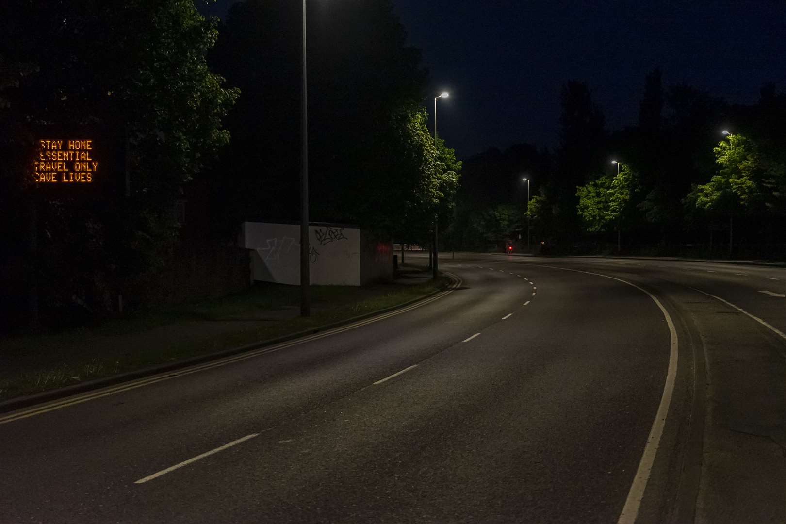 The government's key message beams out from the roadside - but no-one is driving past. Picture: Jo Court