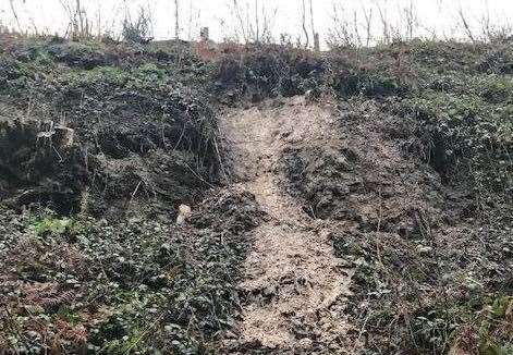 The landslip near Tonbridge, which affected train services. Picture: Network Rail.