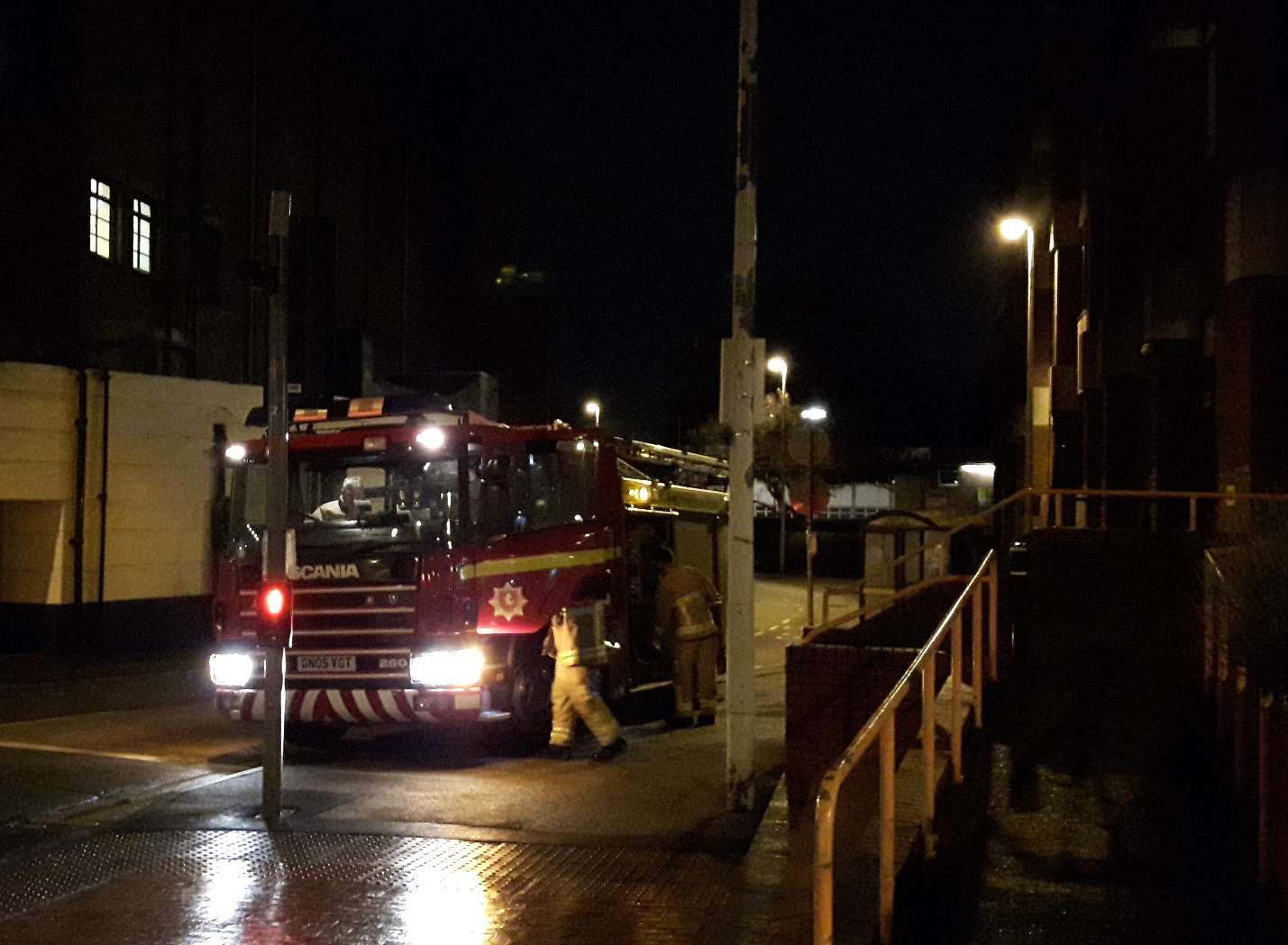 A fire engine outside Swale House