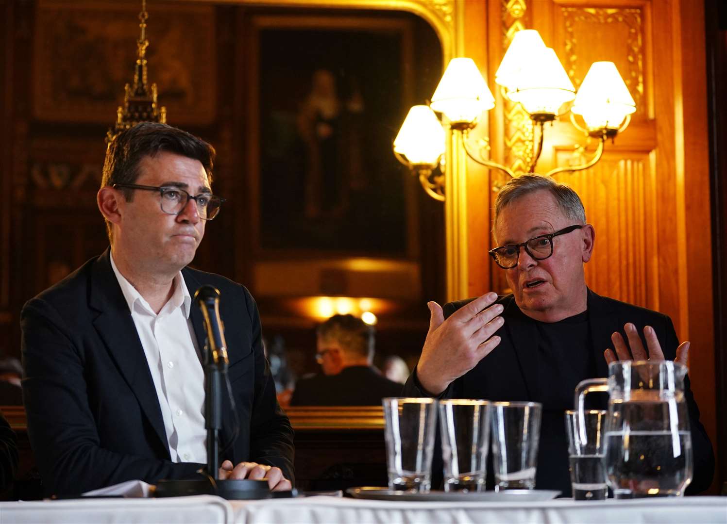 Mayor of Greater Manchester Andy Burnham and Bernard Sumner of New Order (Yui Mok/PA)