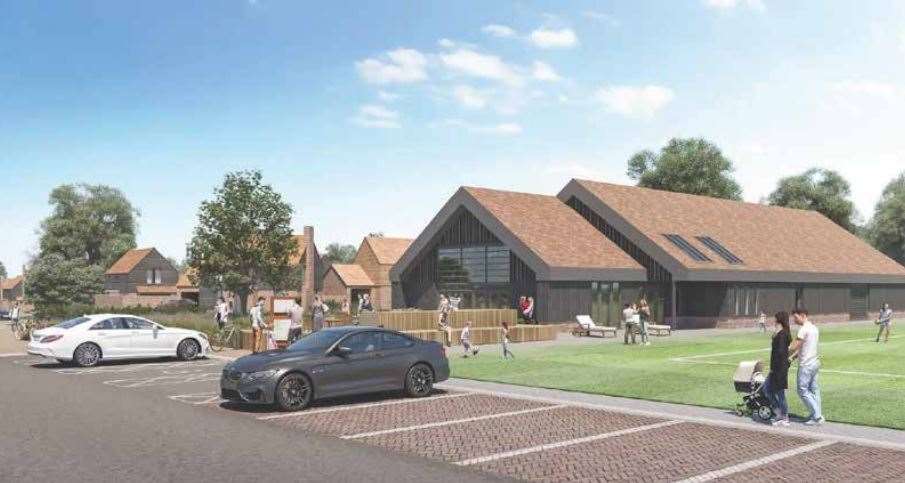An image of a sports pavilion set to be included within the site has also been pitched