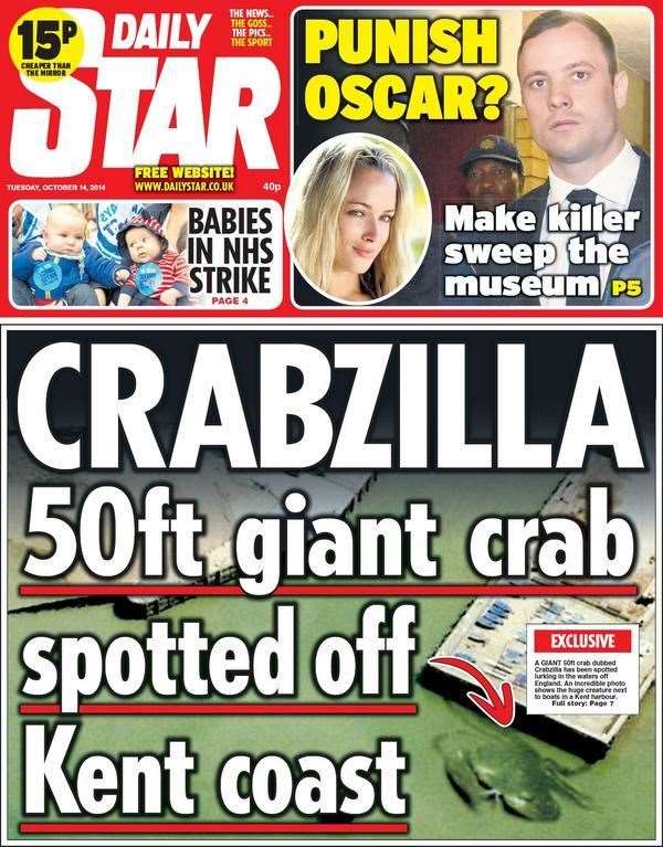 The Daily Star front page. Picture: Daily Star (19116217)