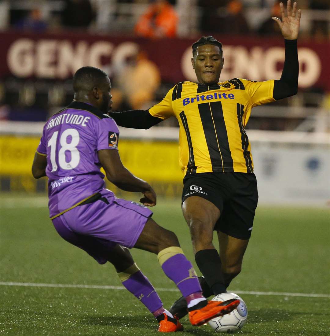 Jarvis Edobor in action for Maidstone against Maidenhead Picture: Andy Jones