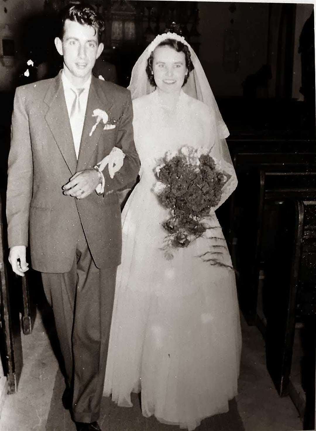 Brian (left) and Pat Smith on their wedding day. Picture: Pauline Wilson