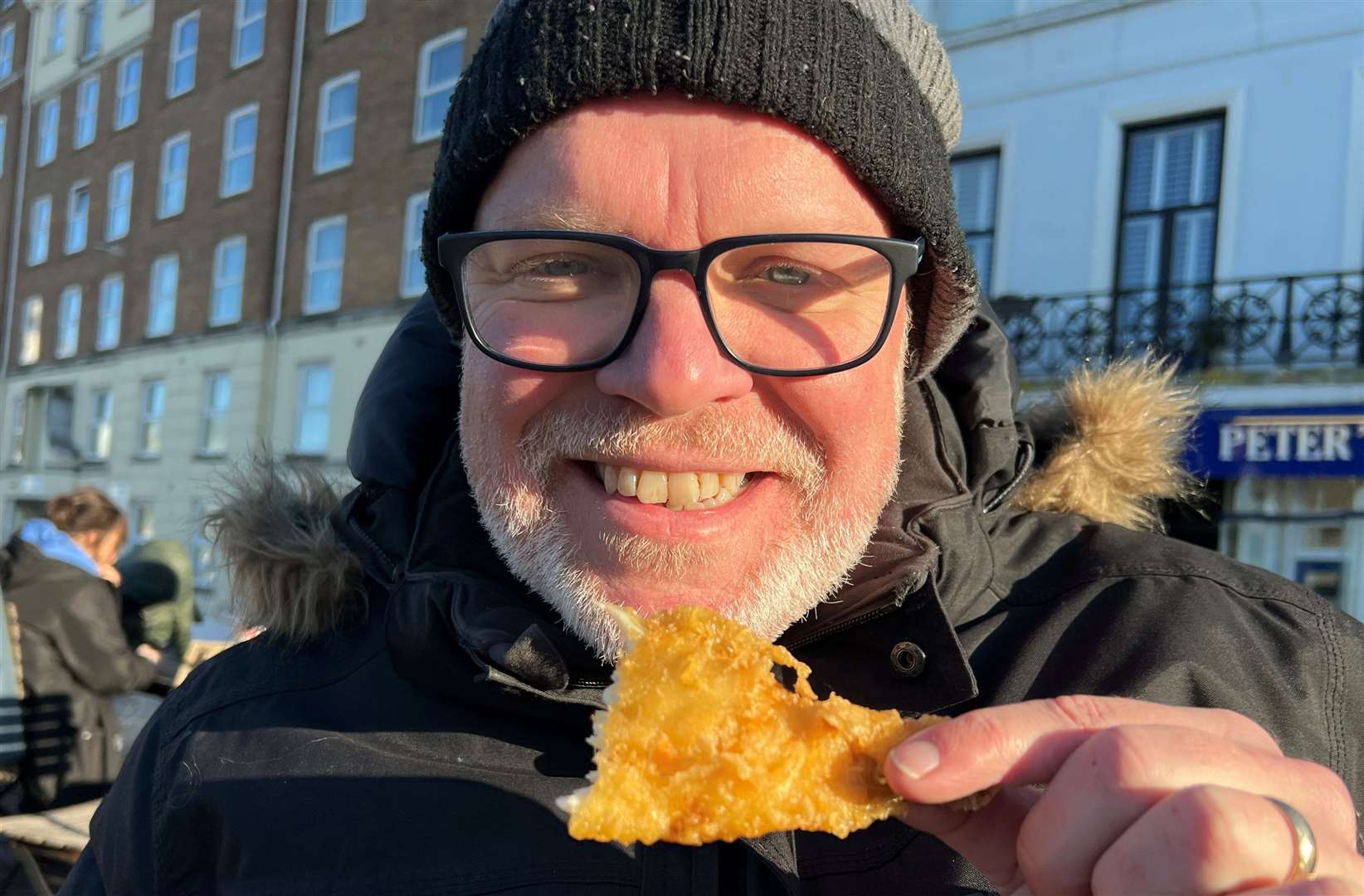 Chris Britcher in Margate (who would like to point out he doesn't go around eating bits of battered cod normally)