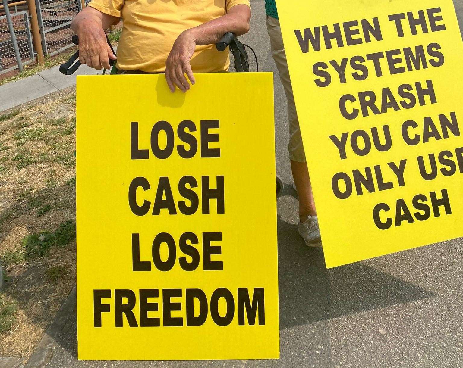 Placards from the demonstration in Sittingbourne