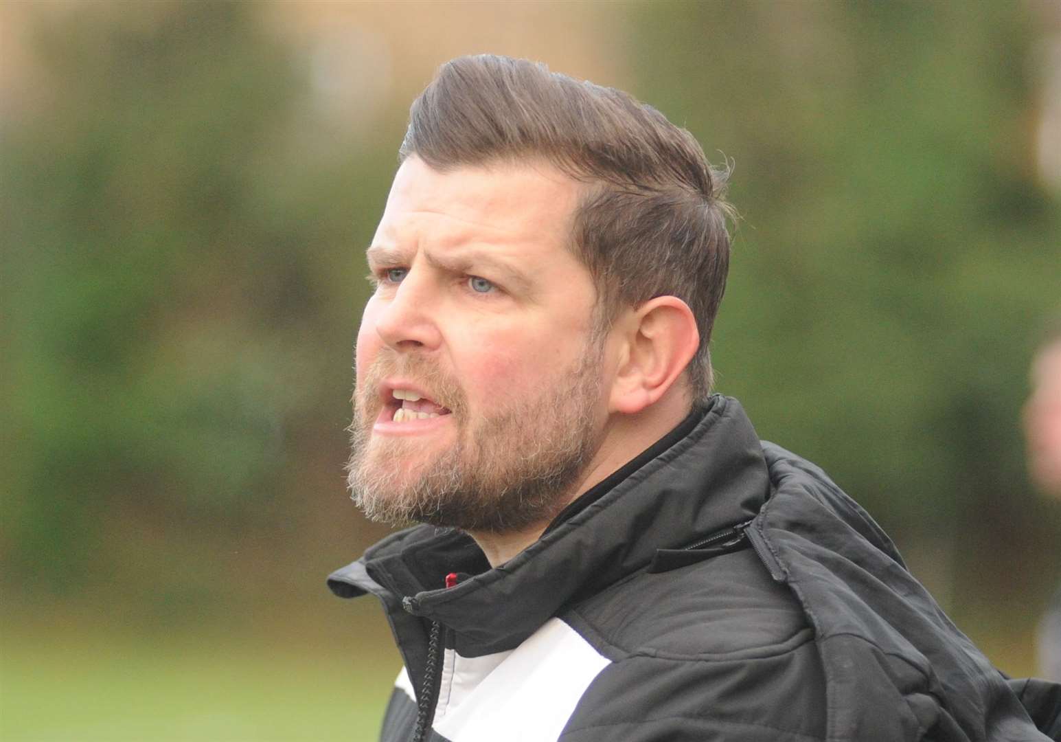 Clint Gooding on the touchline for Hollands & Blair Picture: Steve Crispe