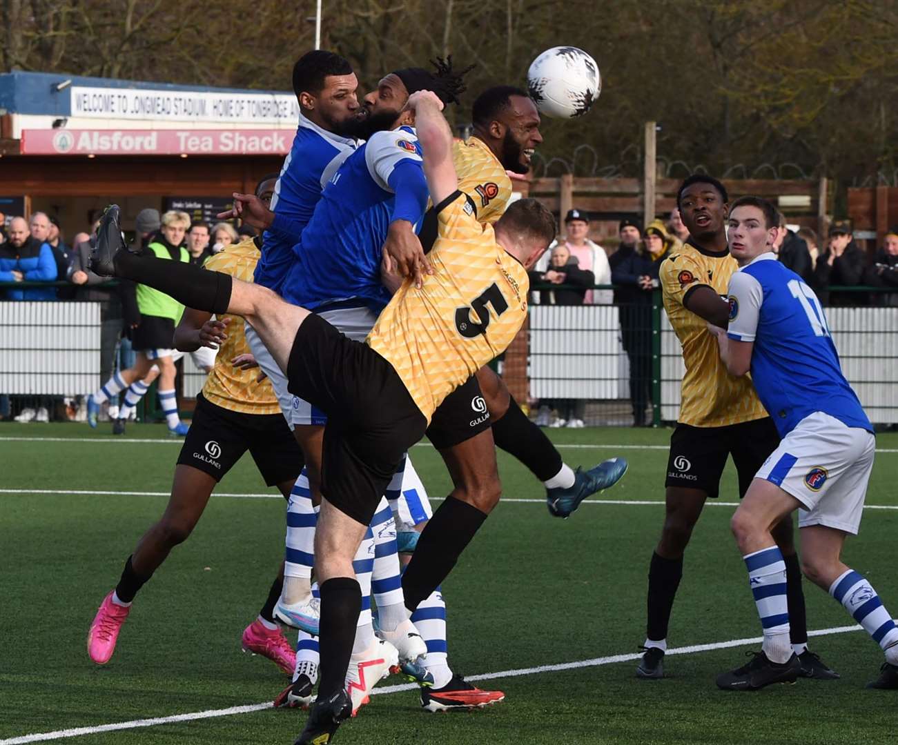 Reiss Greenidge beats brother Jordan to a header. Picture: Steve Terrell