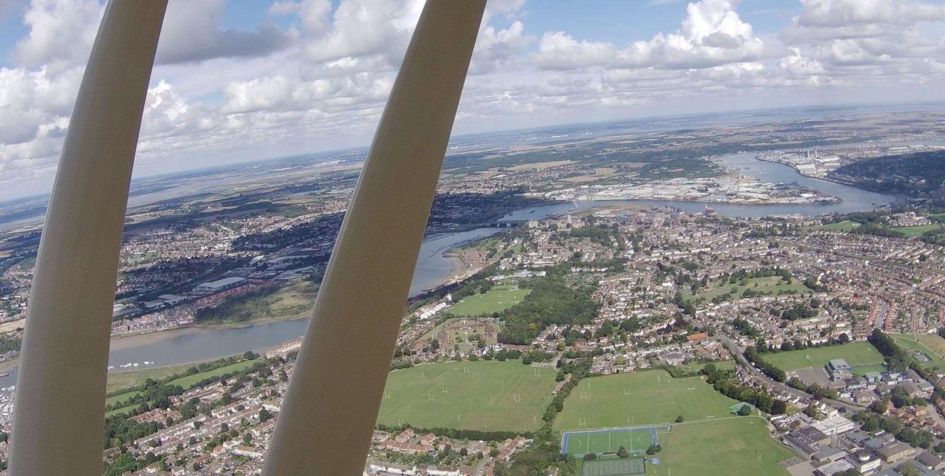 The River Medway which runs through Kent from the air