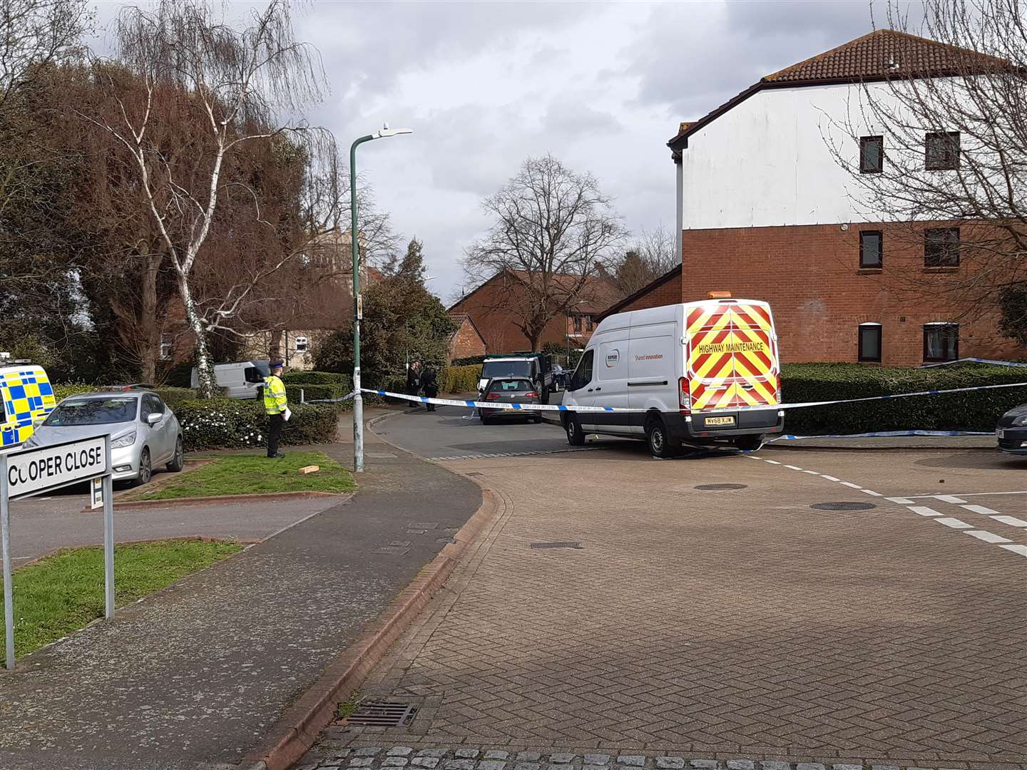 Police cordoned off an area outside Cooper Close, Greenhithe