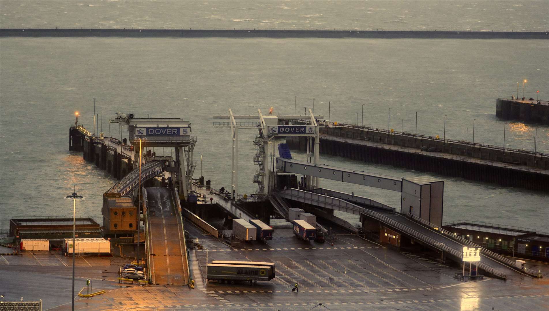 Empty ramps and lanes at the Port of Dover in Kent (Steve Parsons/PA)