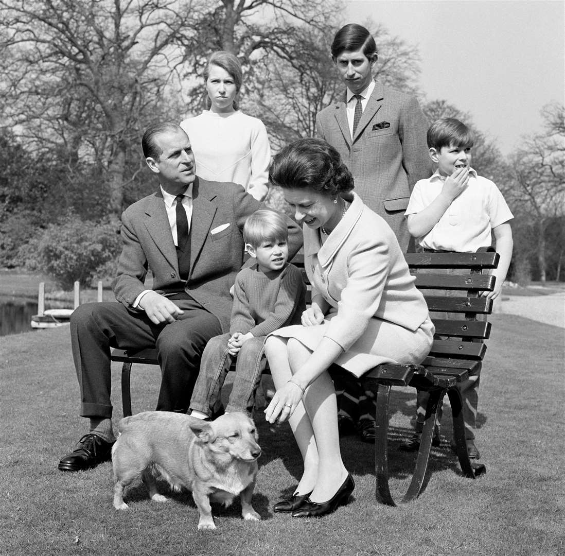 Philip and the Queen with their young family in 1968 (PA)