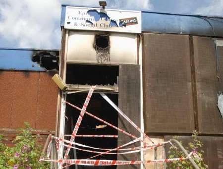 The fire-damaged former social club. Picture: BARRY CRAYFORD