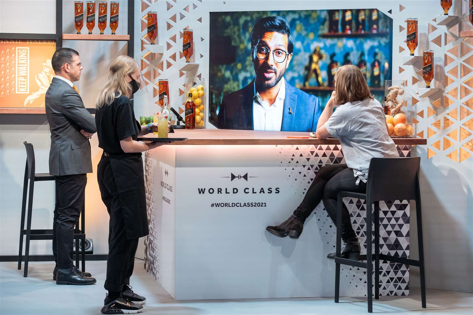 Judges watch a virtual presentation during the World Class Bartender of the Year finals 2021 (Jeff Moore/PA)