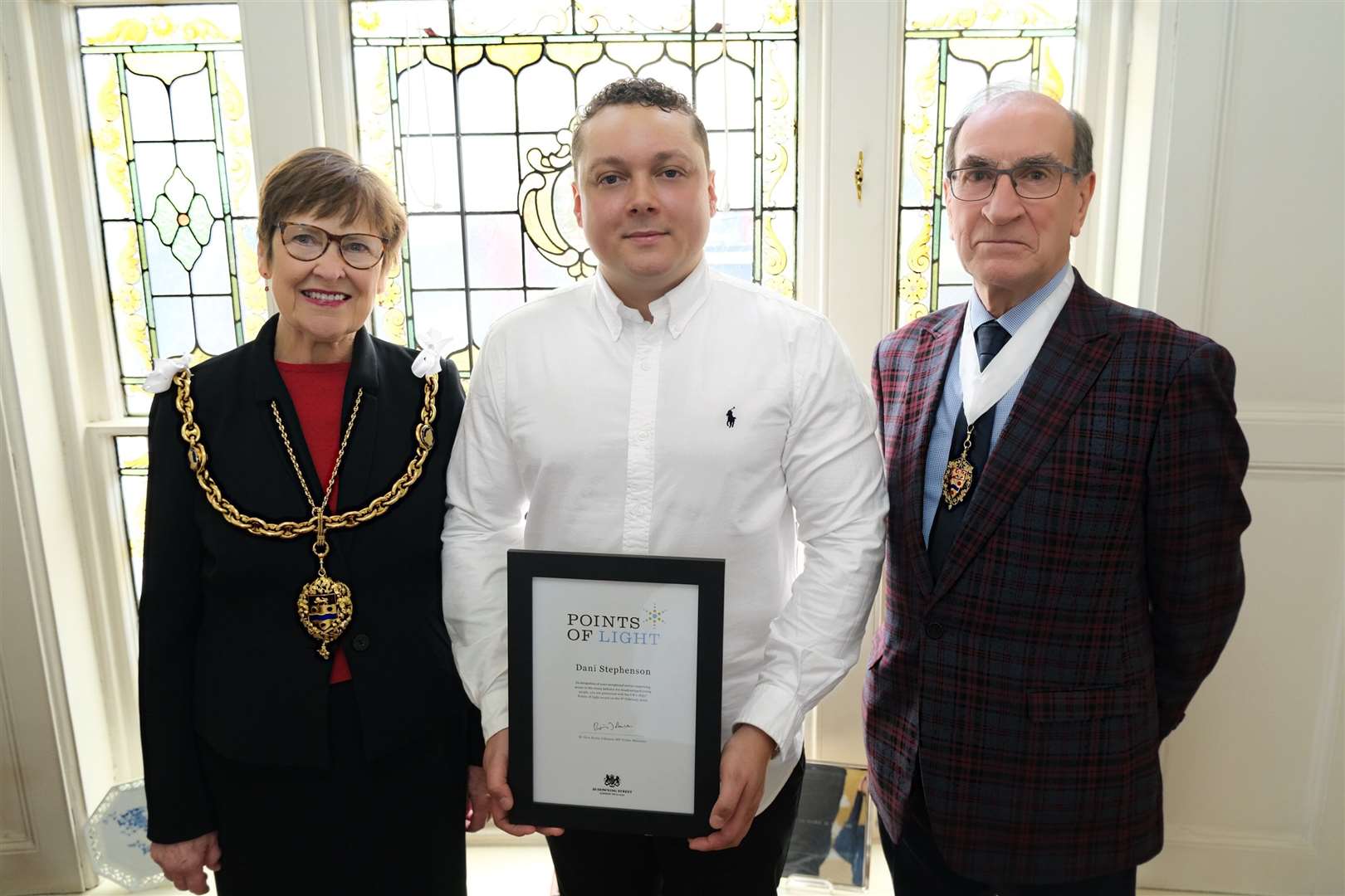 The Mayor of Maidstone, Cllr Fay Gooch, Dani Stephenson and The Mayor’s Consort, Mr Peter GoochPhotographer, Peter Cooper, Maidstone Borough Council