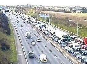 Traffic is at a standstill because of the crash. Picture: Kent County Council Highways