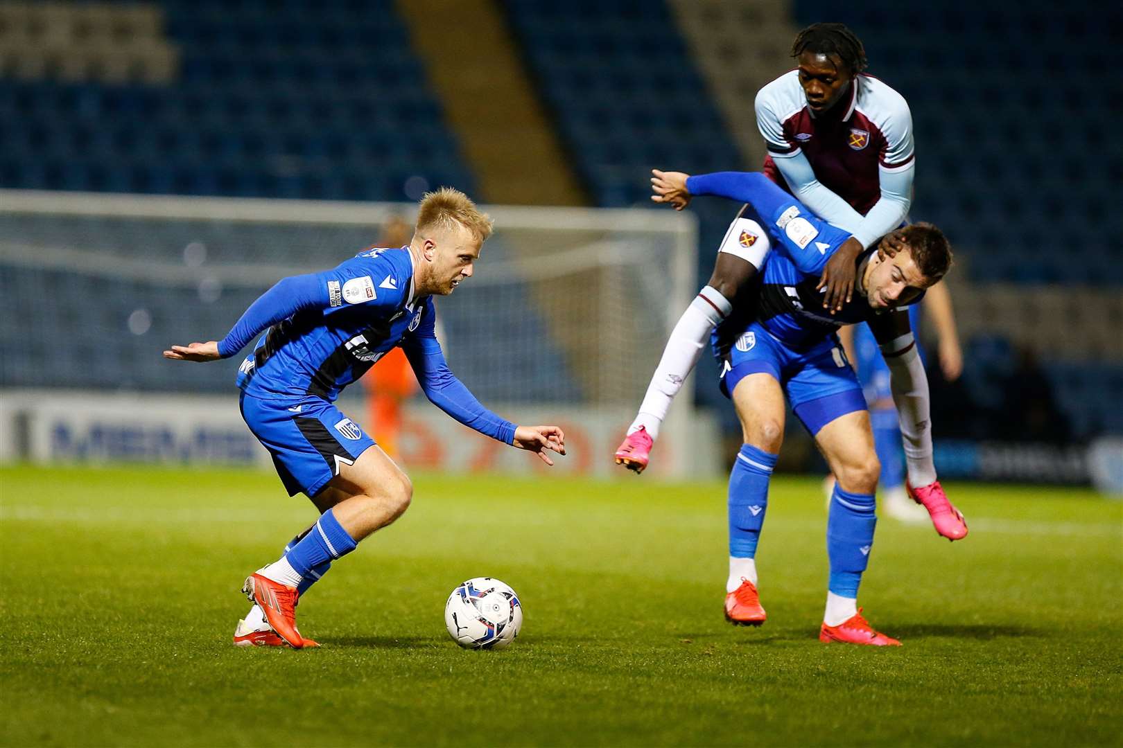 Ben Reeves in action last week against West Ham United under-21s Picture: Andy Jones