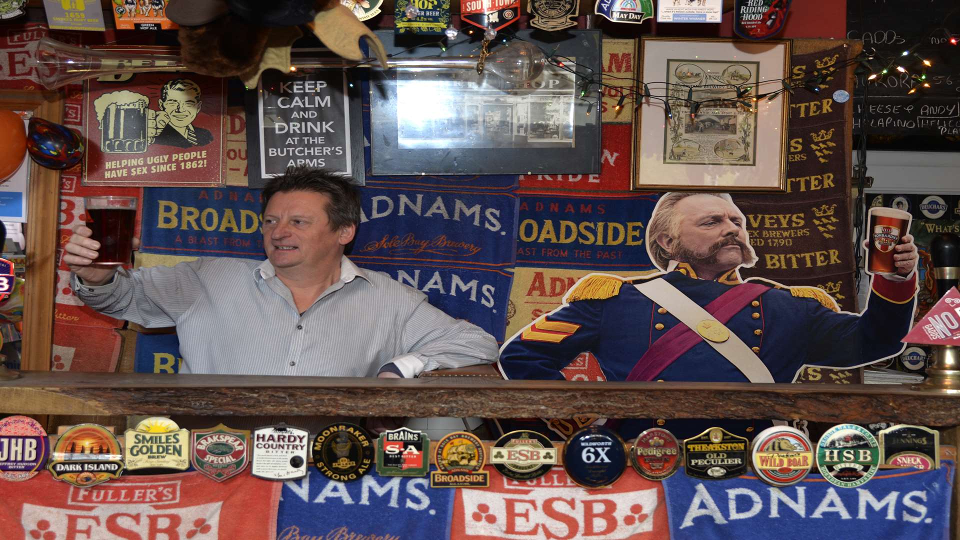 Martyn Hiller behind the bar at the Butcher's Arms