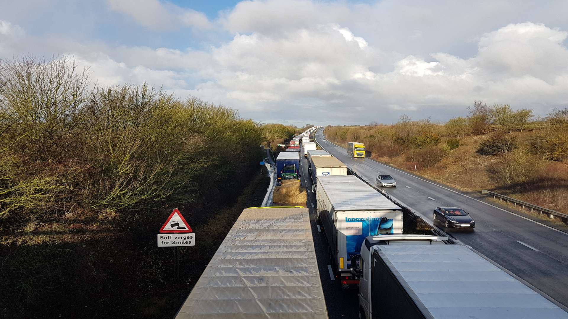 Long delays on the A2 at Barham. Picture: Alan Mountain.