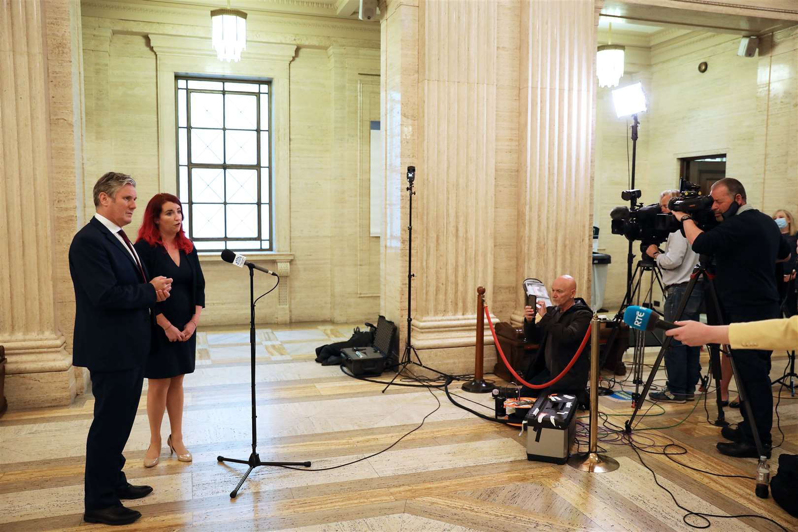 Sir Keir and Ms Haigh at Parliament Buildings (Peter Morrison/PA)