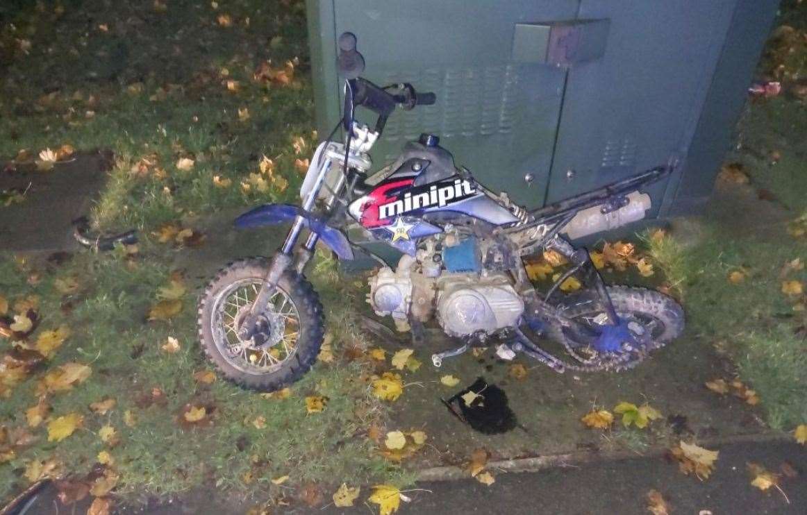 Officers saw a mini motocross bike being driven in a dangerous manner in the Brookfield Road area of Ashford. Picture: Kent Police Ashford