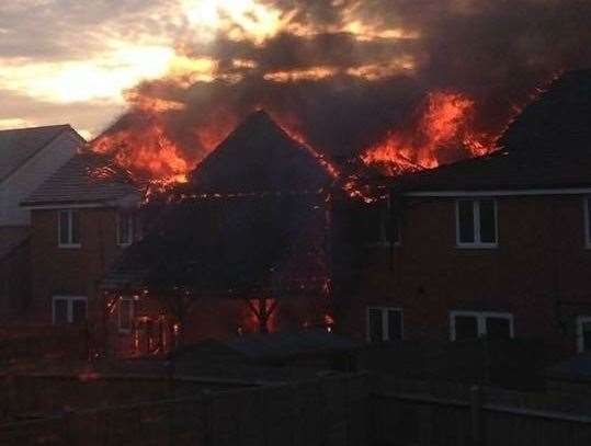 The devastating fire in Cornfield Row in Deal in April 2018 Picture: Bliss Wilson