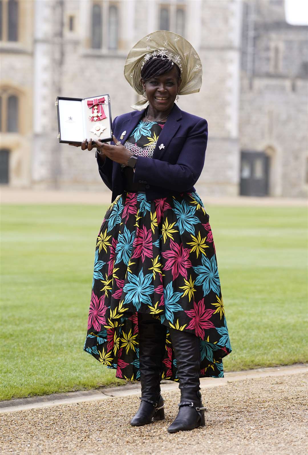 Dame Margaret Aderin-Pocock after being made a Dame Commander of the British Empire during an investiture ceremony at Windsor Castle, Berkshire (Andrew Matthews/PA)