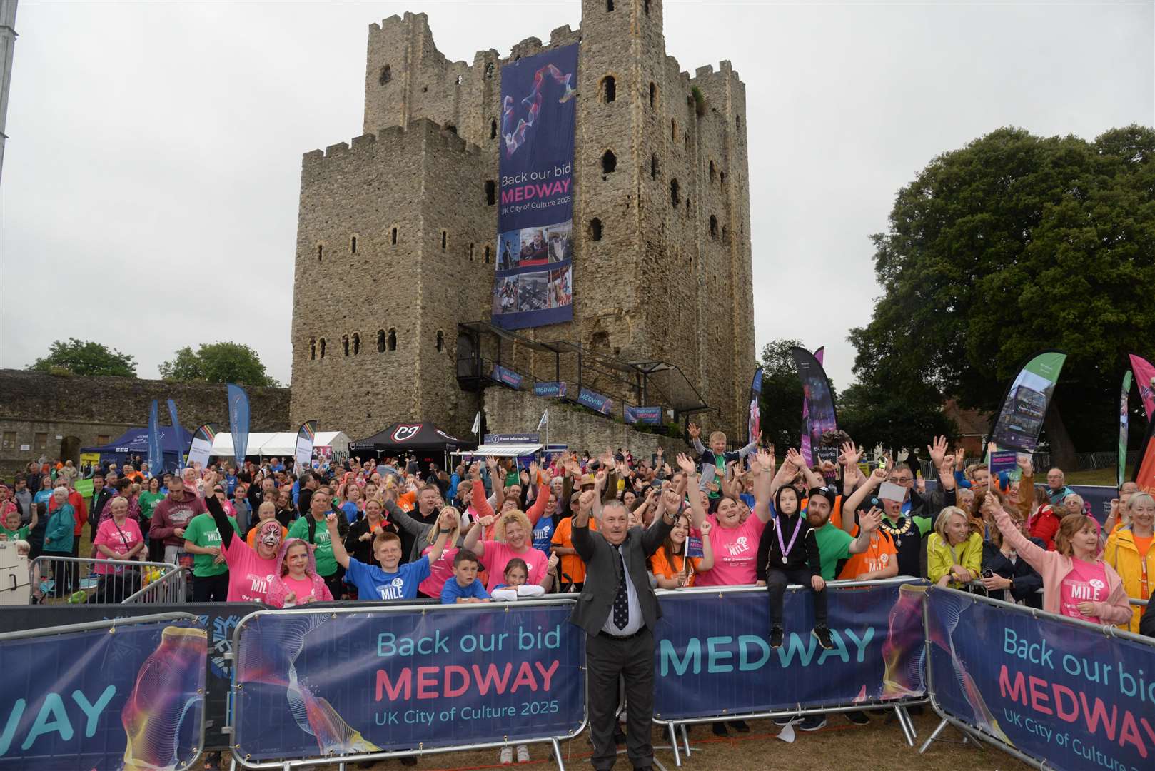 Council leader Cllr Alan Jarrett announced Medway's bid to be the UK City of Culture at the Medway Mile event at Rochester Castle in July last year