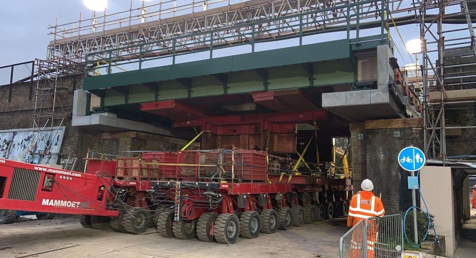 The bridge is delicately moved into position Picture credit: Network Rail