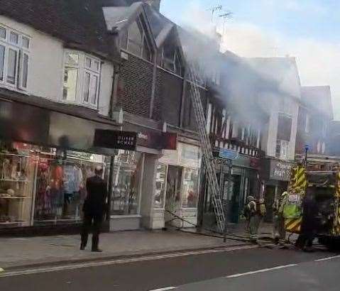 Smoke could be seen billowing from the windows above Sevenoaks High Street