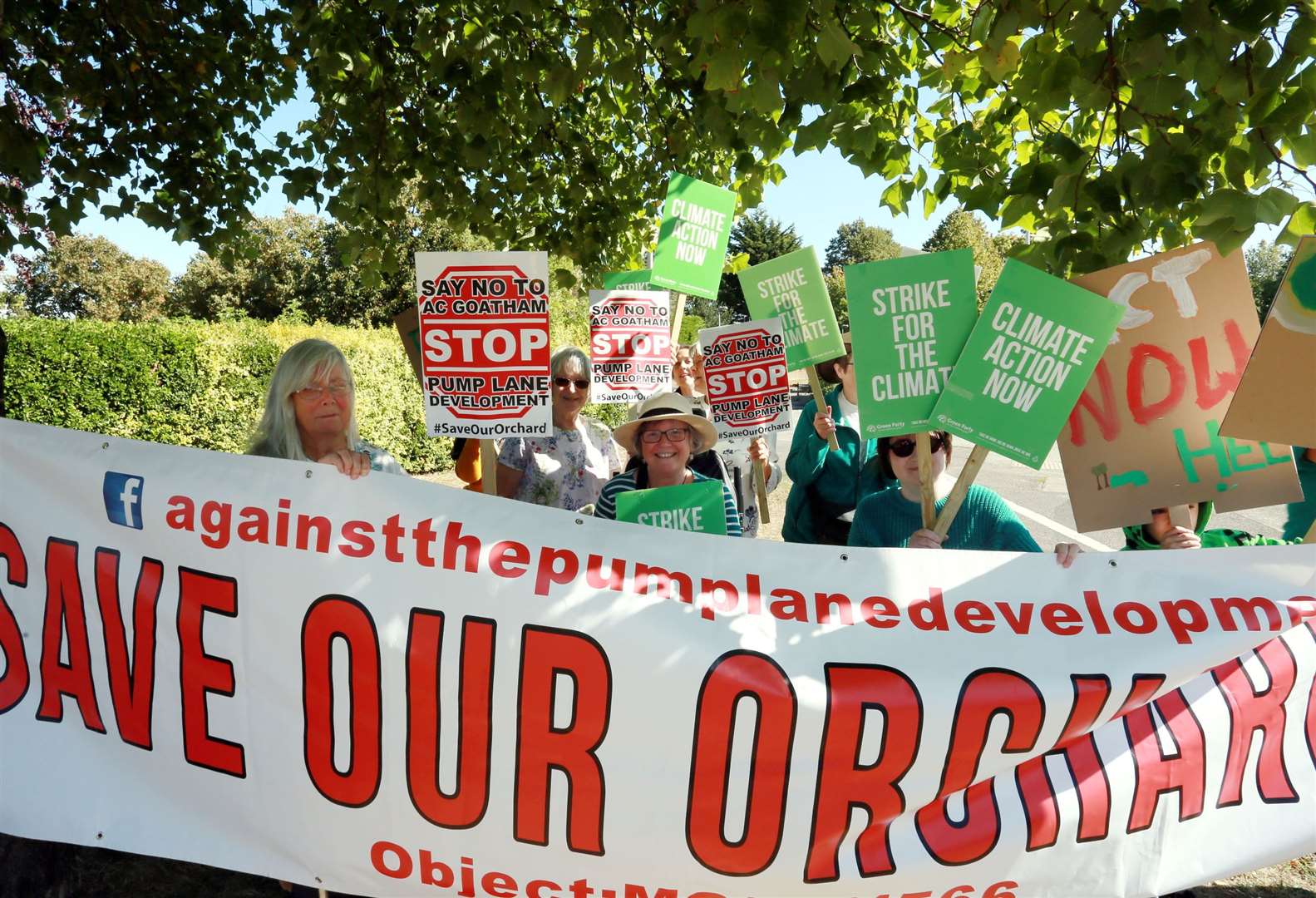 People protesting on the A2 at Gillingham about the Pump Lane Development and climate change back in 2019