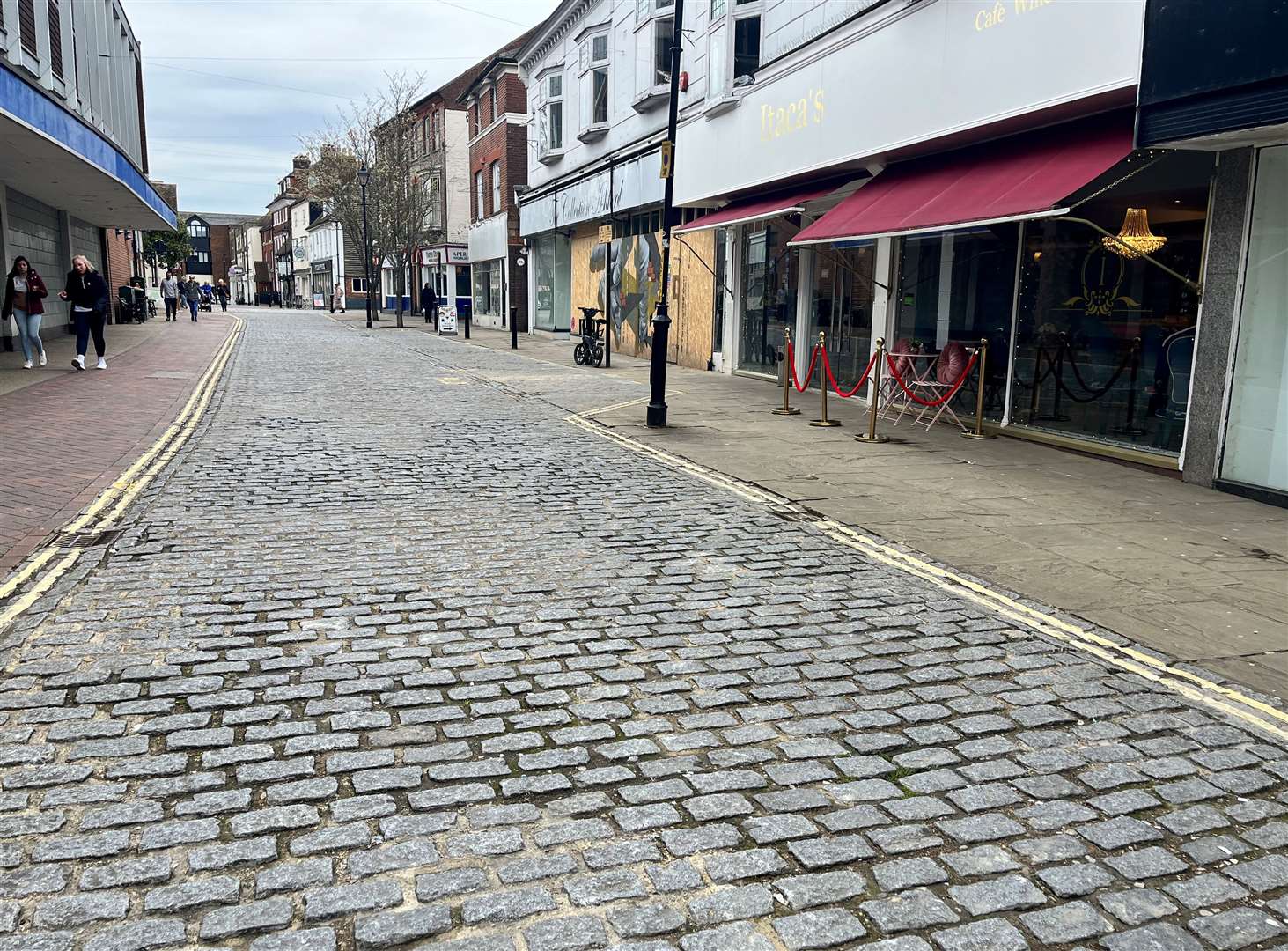 Cobbles remain in North Street, next to the Lower High Street