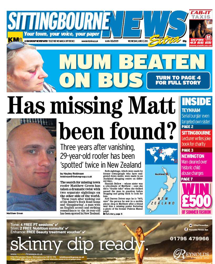 The front of this week's Sittingbourne News Extra