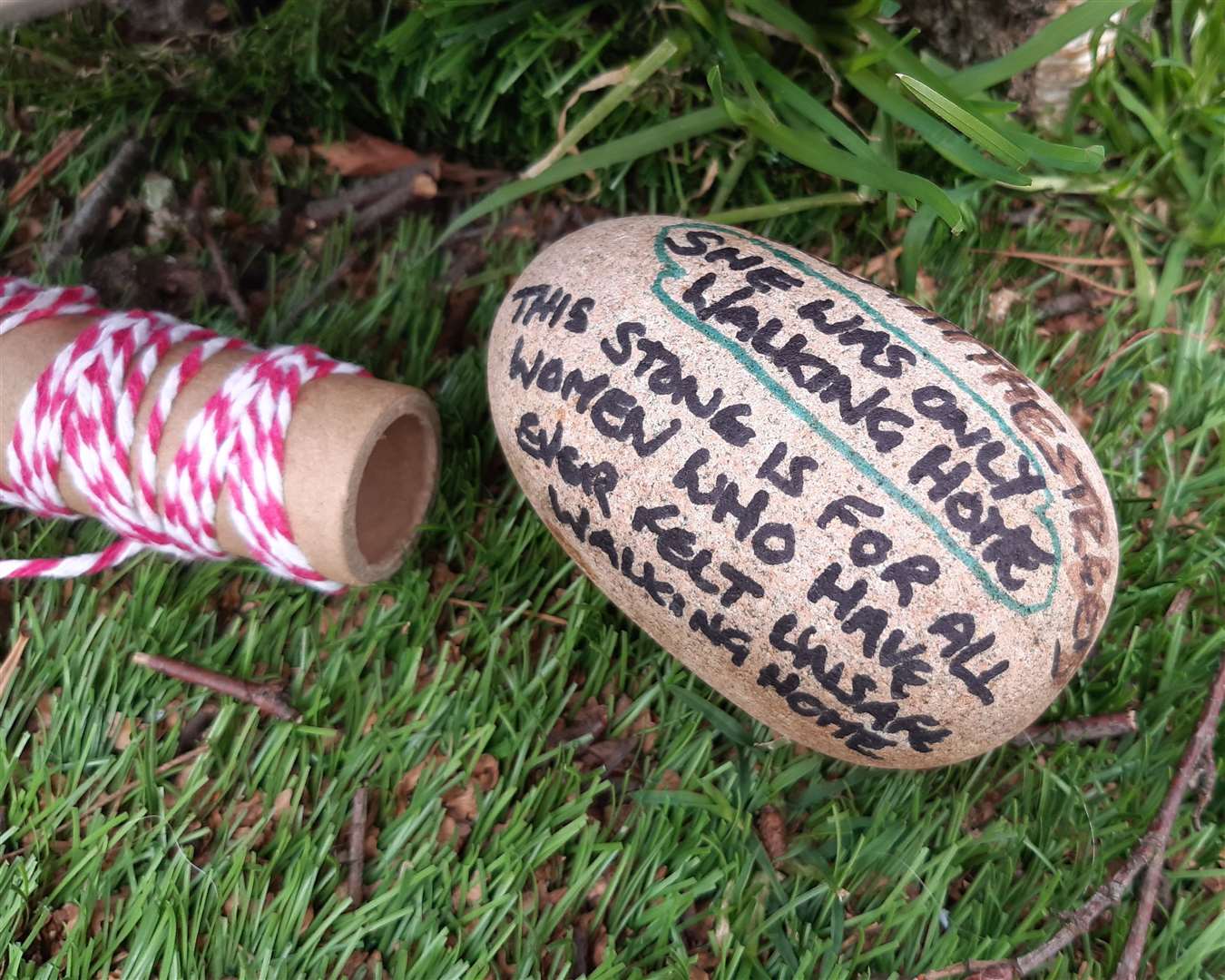 One of the hand-painted stones in Ashford high street