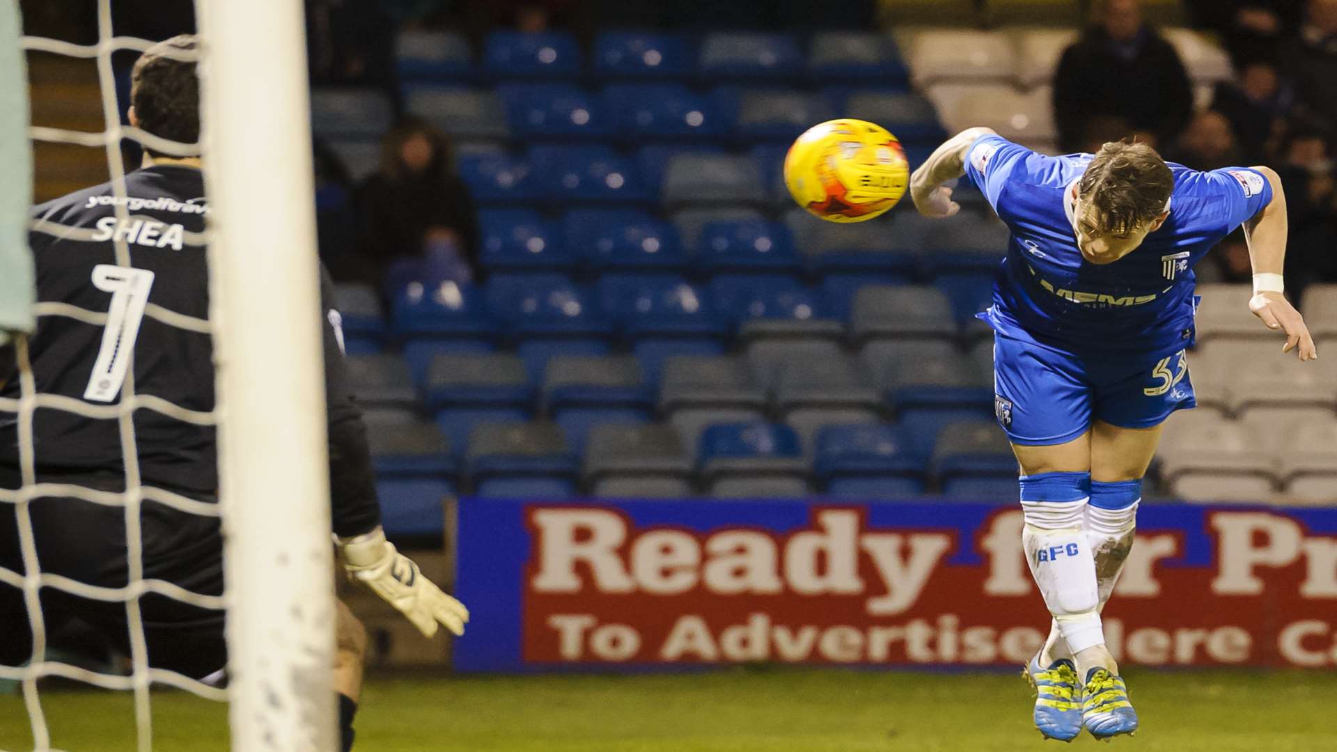 Mark Byrne heads for goal late on Picture: Andy Payton