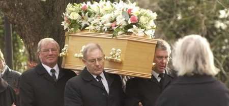 Annmarie's coffin is carried into the church. Picture: NICK JOHNSON